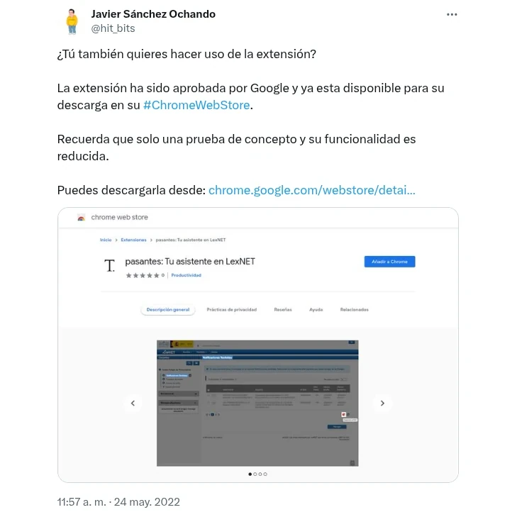 Creamos una extensión para LexNET